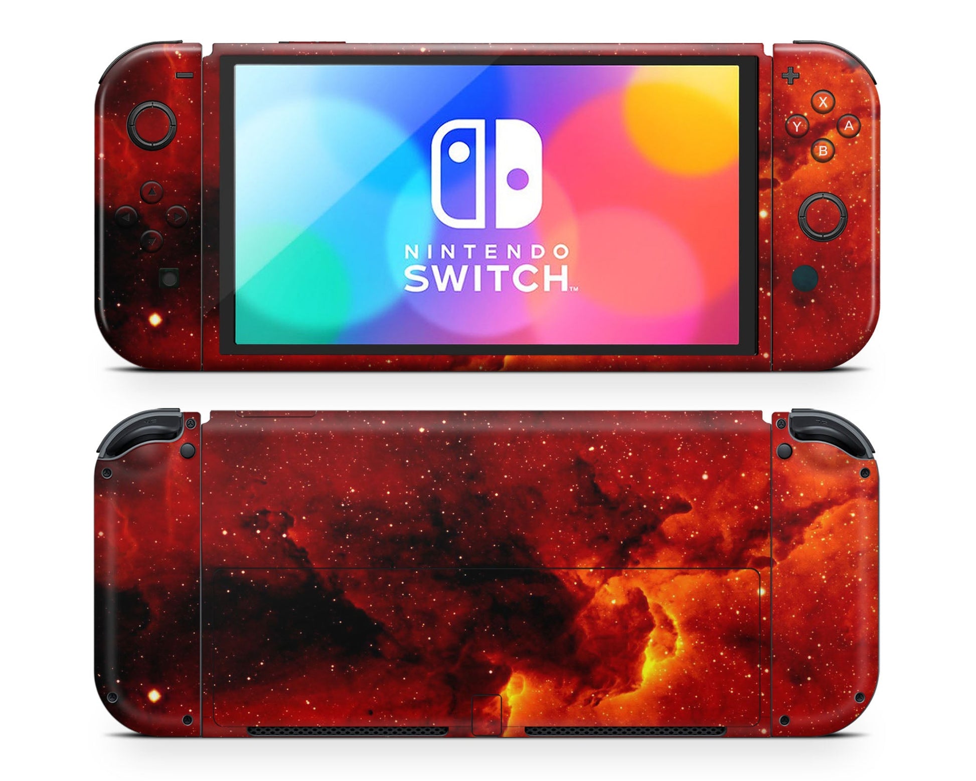 Lux Skins Nintendo Switch OLED Red Stardust Galaxy Joycons Only Skins - Pattern Galaxy Skin