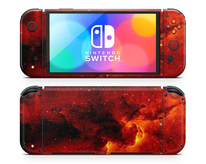 Lux Skins Nintendo Switch OLED Red Stardust Galaxy Joycons Only Skins - Pattern Galaxy Skin
