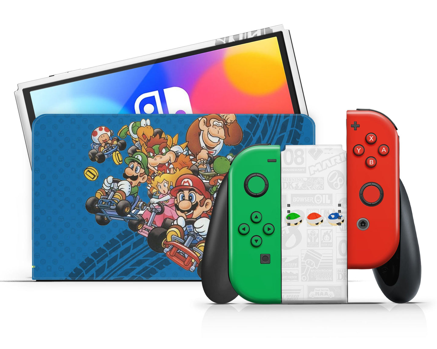 Lux Skins Nintendo Switch OLED Mario Kart World Full Set Skins - Pop culture Mario Skin