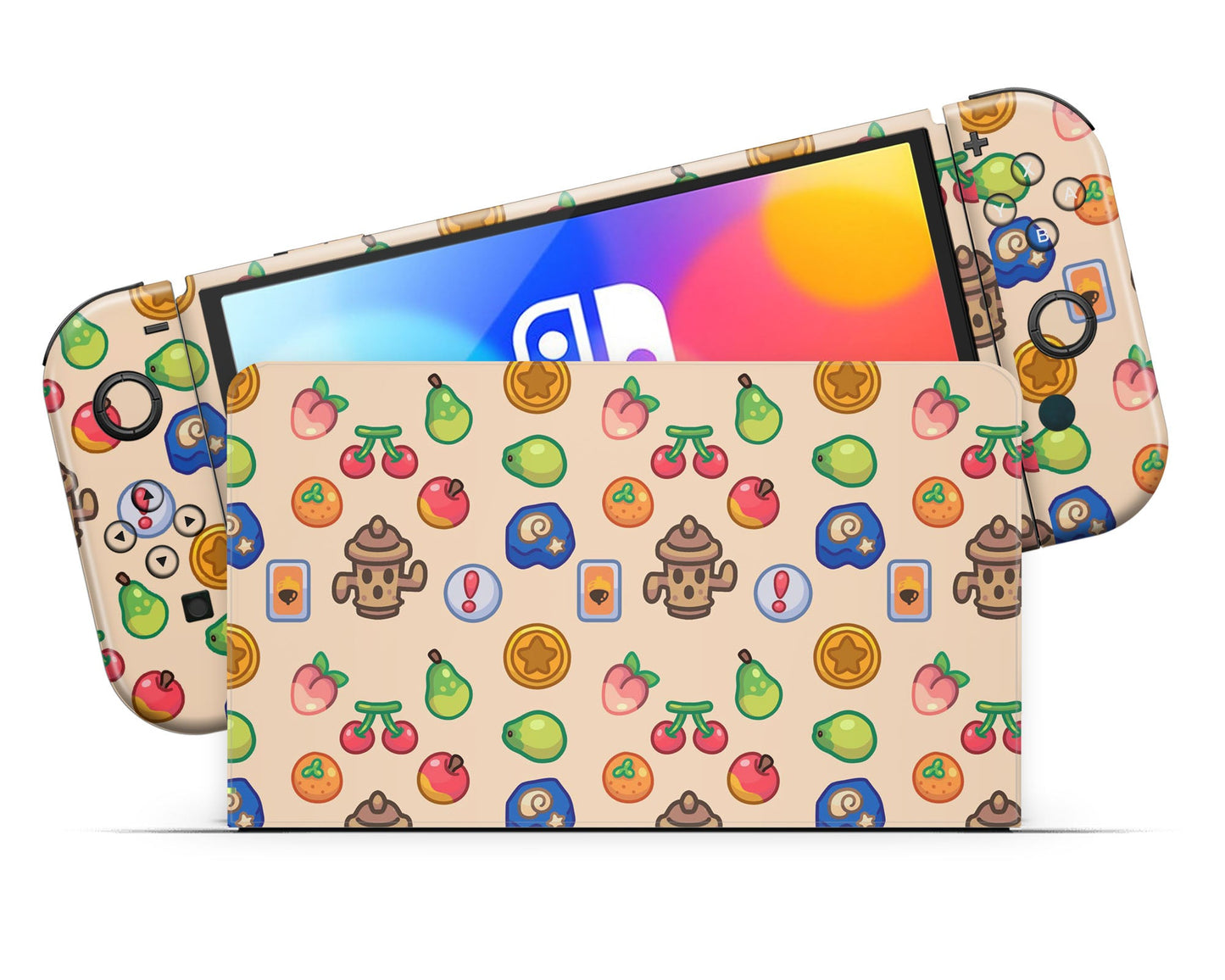 Cute Animal Crossing Icons Nintendo Switch OLED Skin