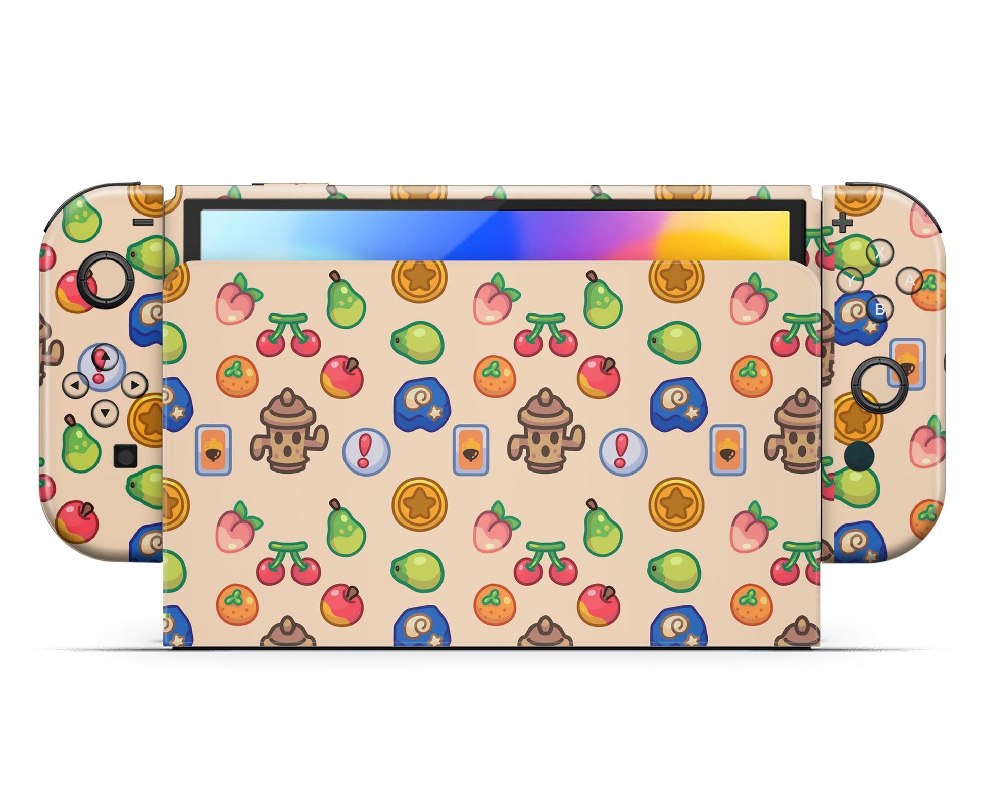 Lux Skins Nintendo Switch OLED Cute Animal Crossing Icons Full Set +Tempered Glass Skins - Pop culture Animal Crossing Skin