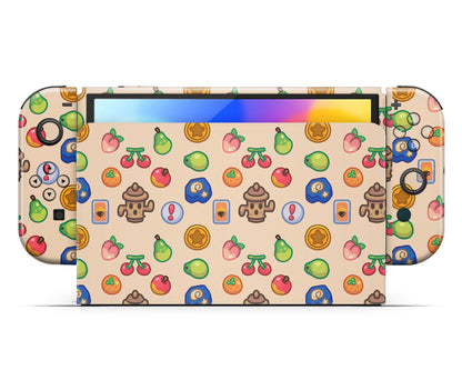 Lux Skins Nintendo Switch OLED Cute Animal Crossing Icons Full Set +Tempered Glass Skins - Pop culture Animal Crossing Skin