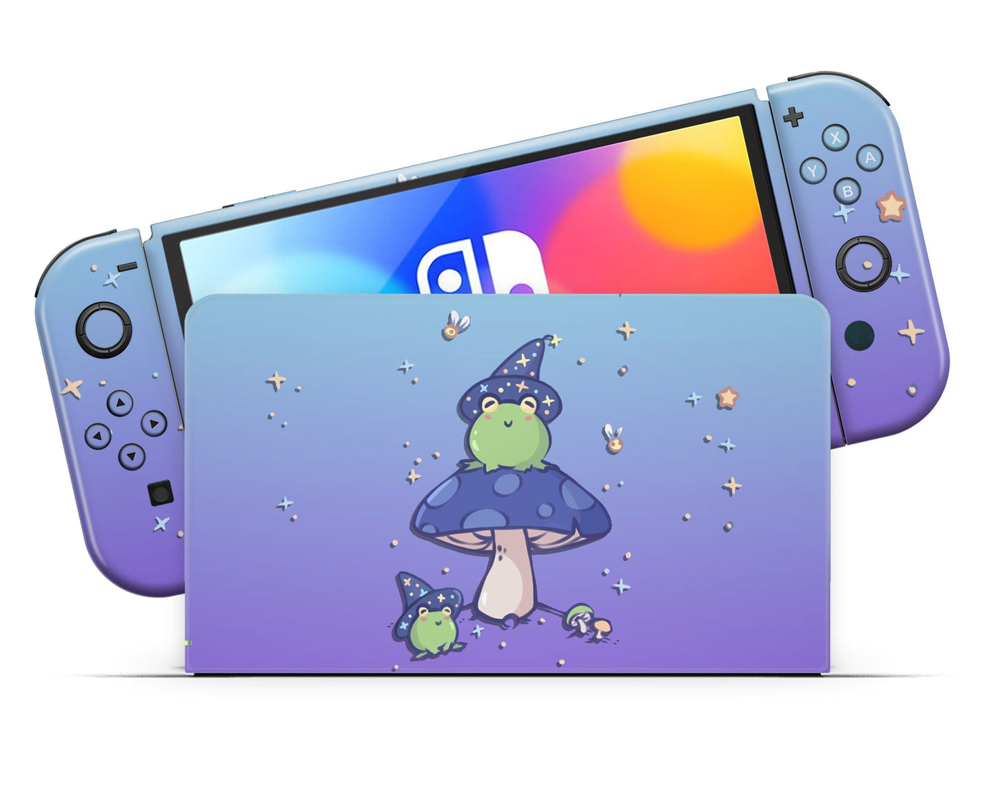 Lavender Teal Witch Frog Nintendo Switch OLED Skin