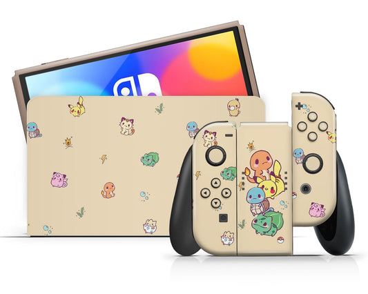 Lux Skins Nintendo Switch OLED Cosy Pokemon Pattern Full Set Skins - Pop culture Pokemon Skin