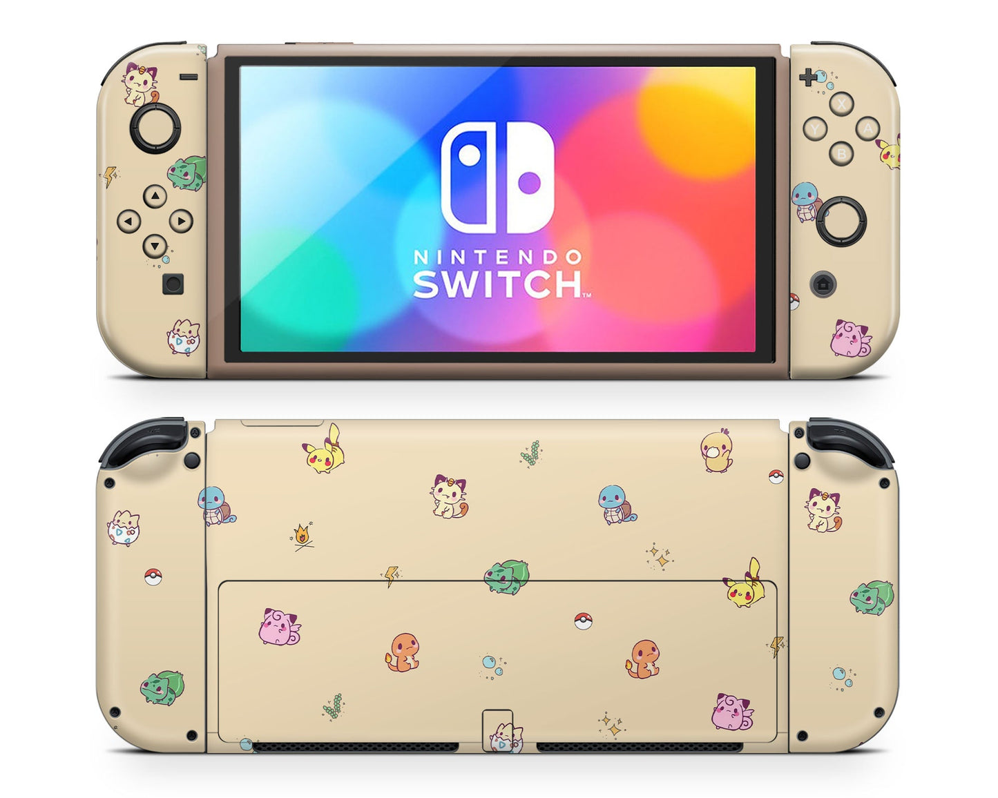 Lux Skins Nintendo Switch OLED Cosy Pokemon Pattern Joycons Only Skins - Pop culture Pokemon Skin