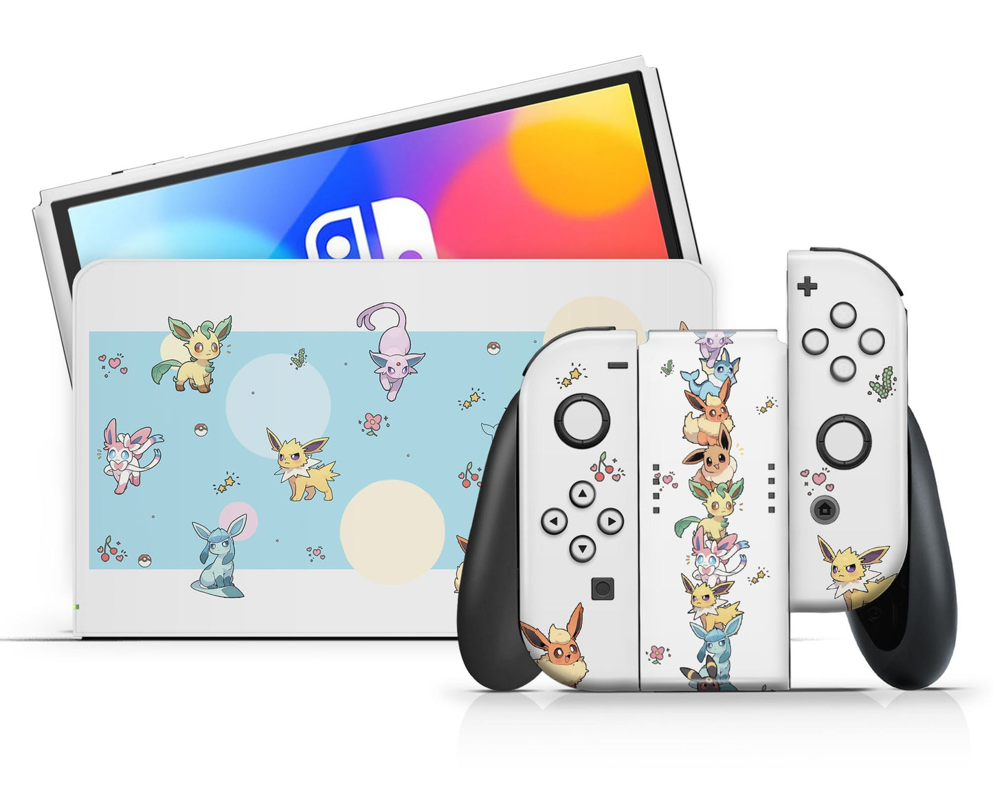 Lux Skins Nintendo Switch OLED Everspark Eeveelution Full Set Skins - Pop culture Pokemon Skin