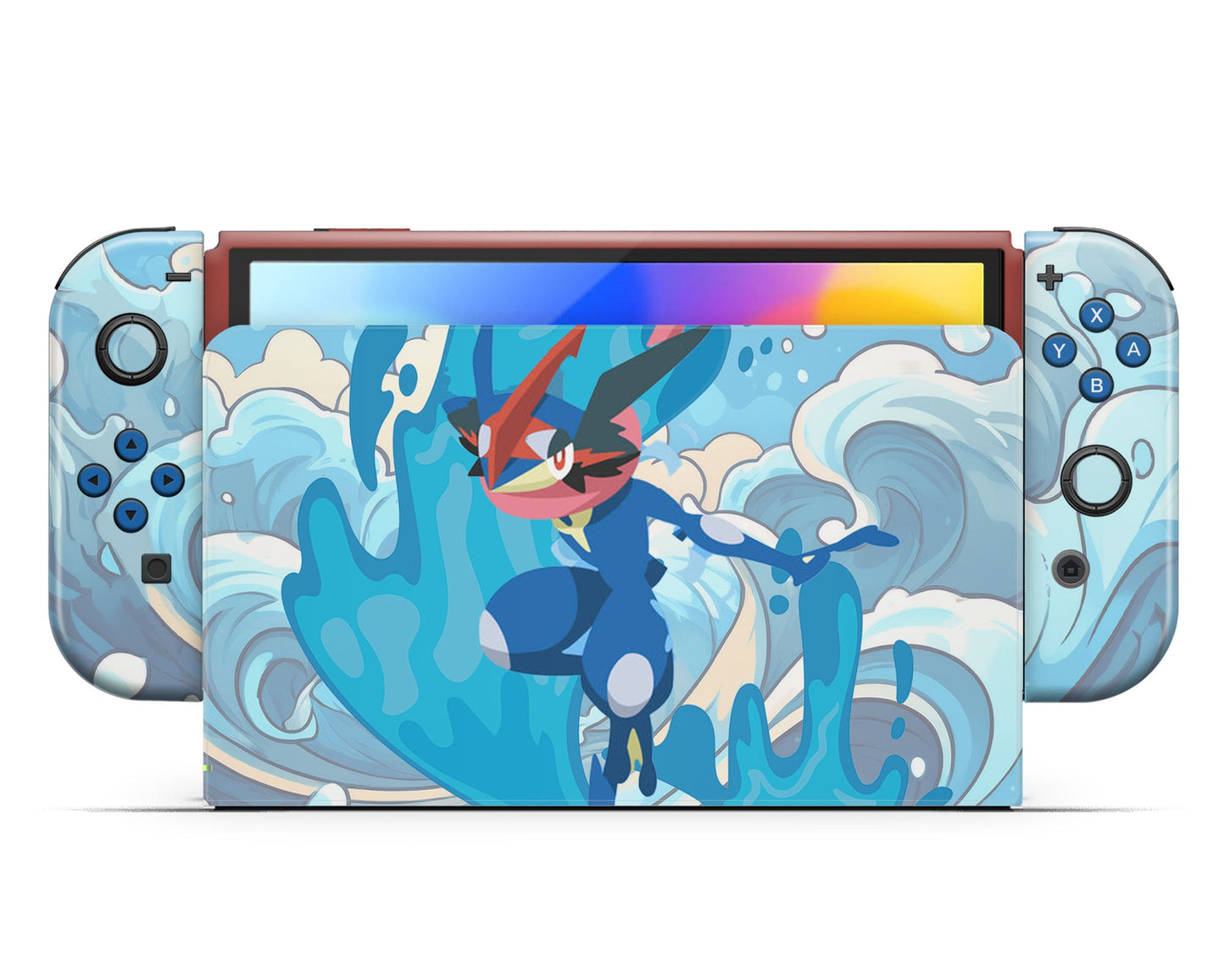 Lux Skins Nintendo Switch OLED Pokemon Greninja Full Set +Tempered Glass Skins - Pop culture Pokemon Skin