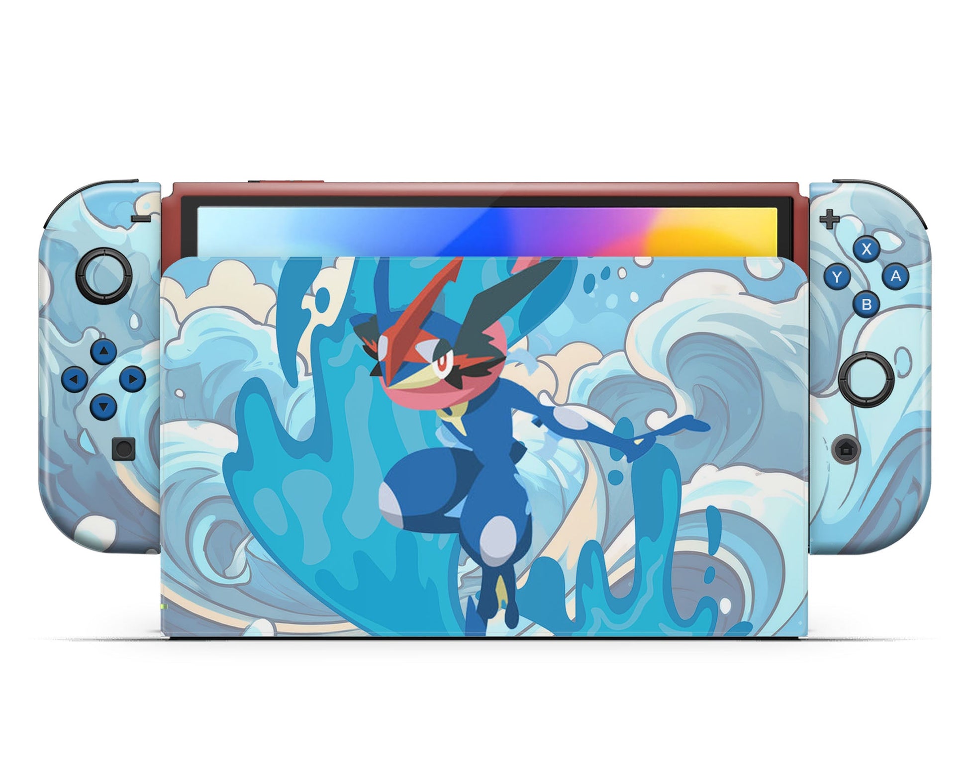 Lux Skins Nintendo Switch OLED Pokemon Greninja Full Set +Tempered Glass Skins - Pop culture Pokemon Skin