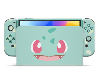 Lux Skins Nintendo Switch OLED Pokemon Bulbasaur Full Set +Tempered Glass Skins - Pop culture Pokemon Skin