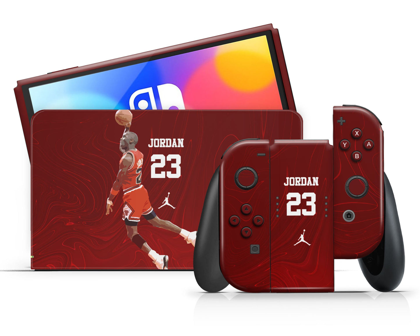 Lux Skins Nintendo Switch OLED NBA Chicago Bulls Michael Jordan Full Set Skins - Sports Basketball Skin