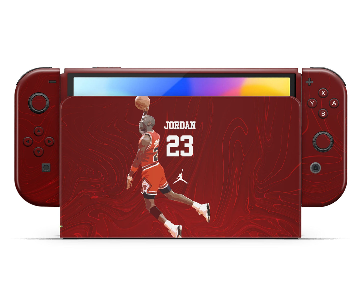 Lux Skins Nintendo Switch OLED NBA Chicago Bulls Michael Jordan Full Set +Tempered Glass Skins - Sports Basketball Skin