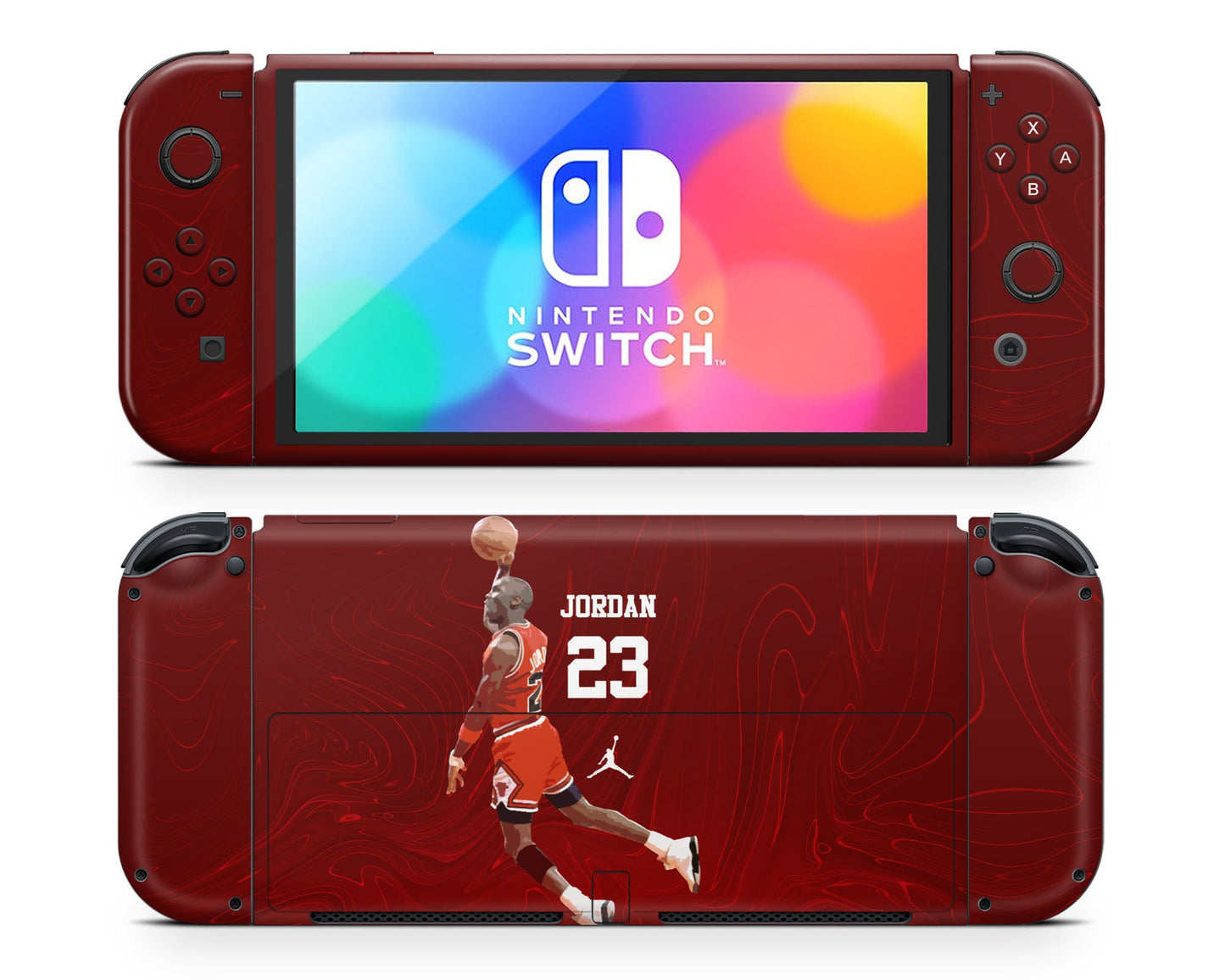 Lux Skins Nintendo Switch OLED NBA Chicago Bulls Michael Jordan Joycons Only Skins - Sports Basketball Skin