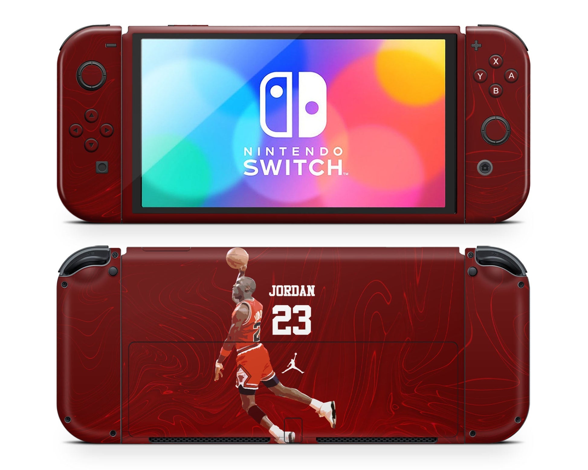 Lux Skins Nintendo Switch OLED NBA Chicago Bulls Michael Jordan Joycons Only Skins - Sports Basketball Skin