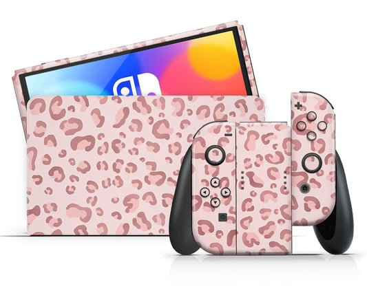 Lux Skins Nintendo Switch OLED Pink Leopard Full Set Skins - Pattern  Skin