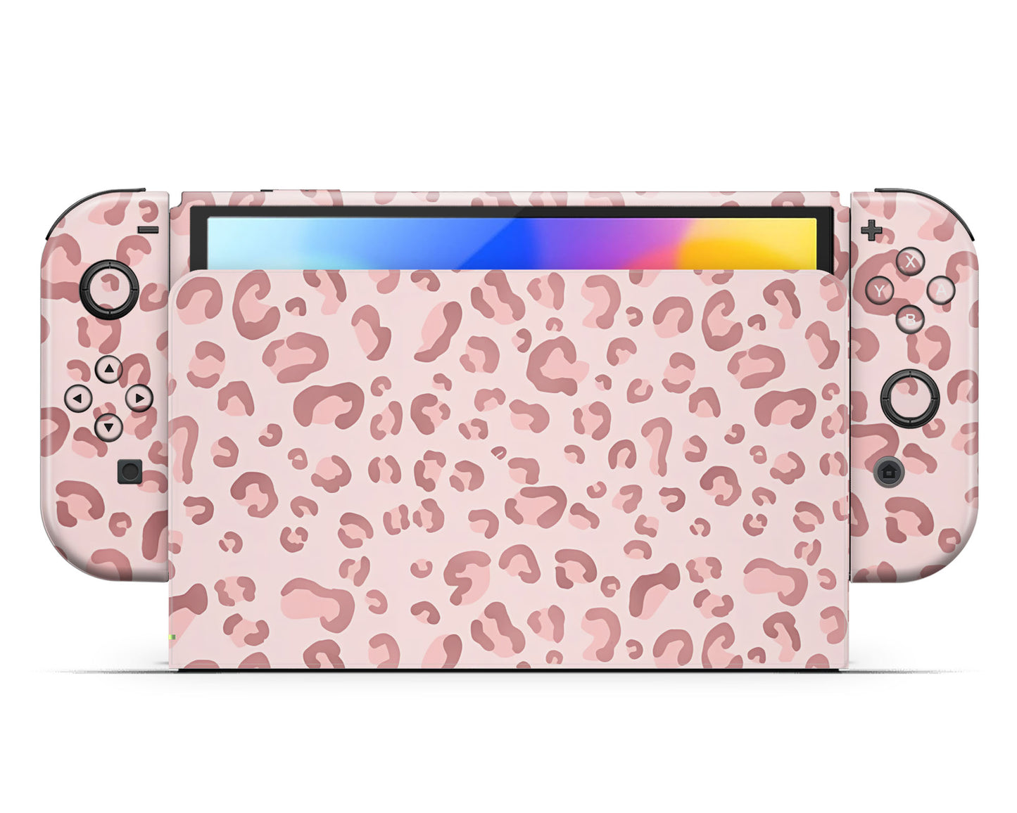 Lux Skins Nintendo Switch OLED Pink Leopard Full Set +Tempered Glass Skins - Pattern  Skin