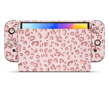Lux Skins Nintendo Switch OLED Pink Leopard Full Set +Tempered Glass Skins - Pattern  Skin