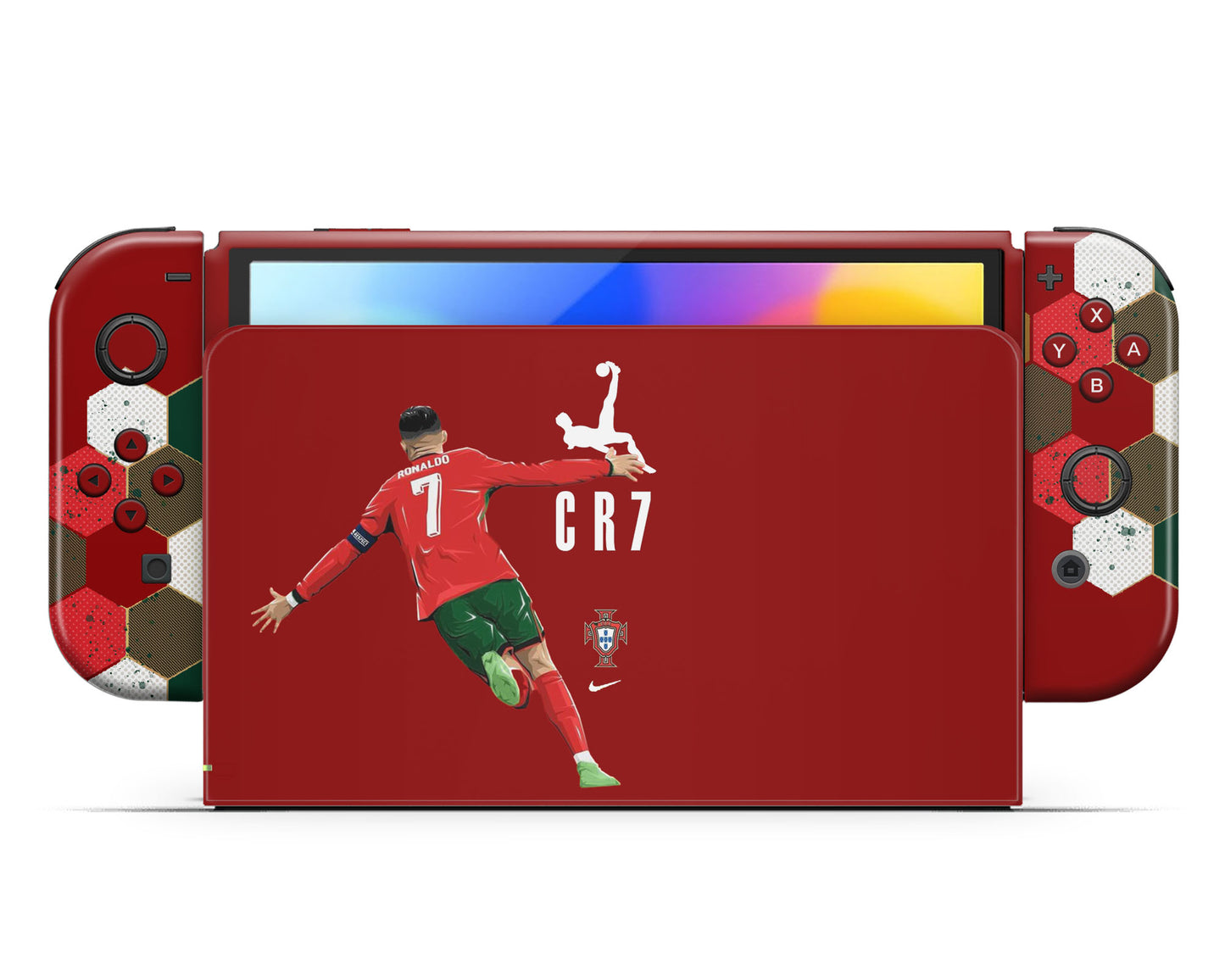 Lux Skins Nintendo Switch OLED Cristiano Ronaldo Full Set +Tempered Glass Skins - Sports Soccer Skin