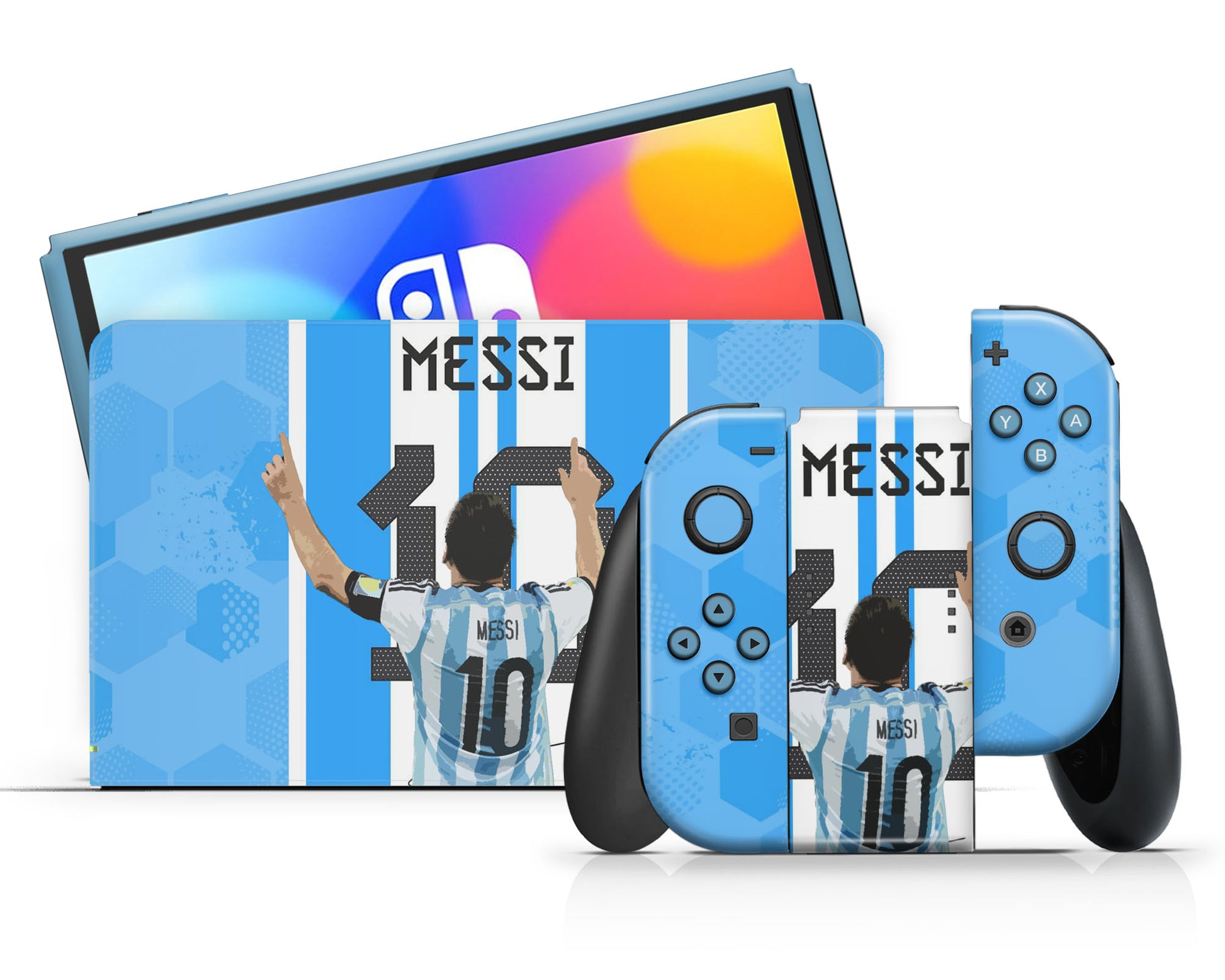 Lux Skins Nintendo Switch OLED Lionel Messi Full Set Skins - Sports Soccer Skin