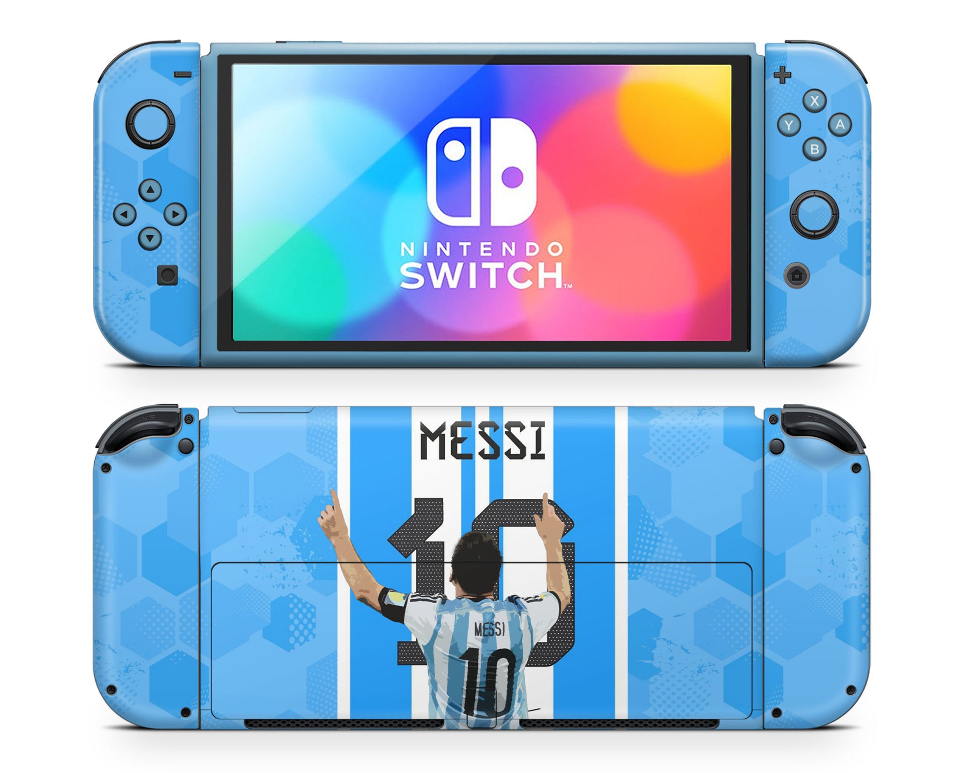 Lux Skins Nintendo Switch OLED Lionel Messi Joycons Only Skins - Sports Soccer Skin