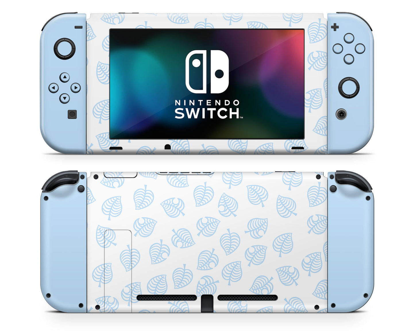 Lux Skins Nintendo Switch Animal Crossing Leaf Blue Full Set +Tempered Glass Skins - Pop culture Animal Crossing Skin