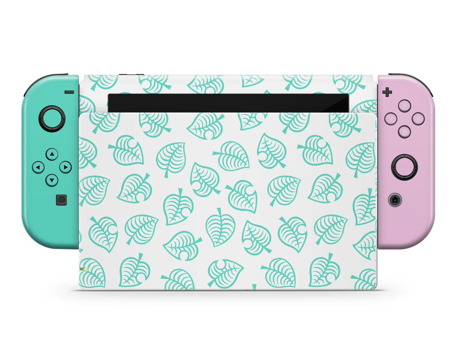 Lux Skins Nintendo Switch Animal Crossing Leaf Teal Pink Joycons Only Skins - Pop culture Animal Crossing Skin