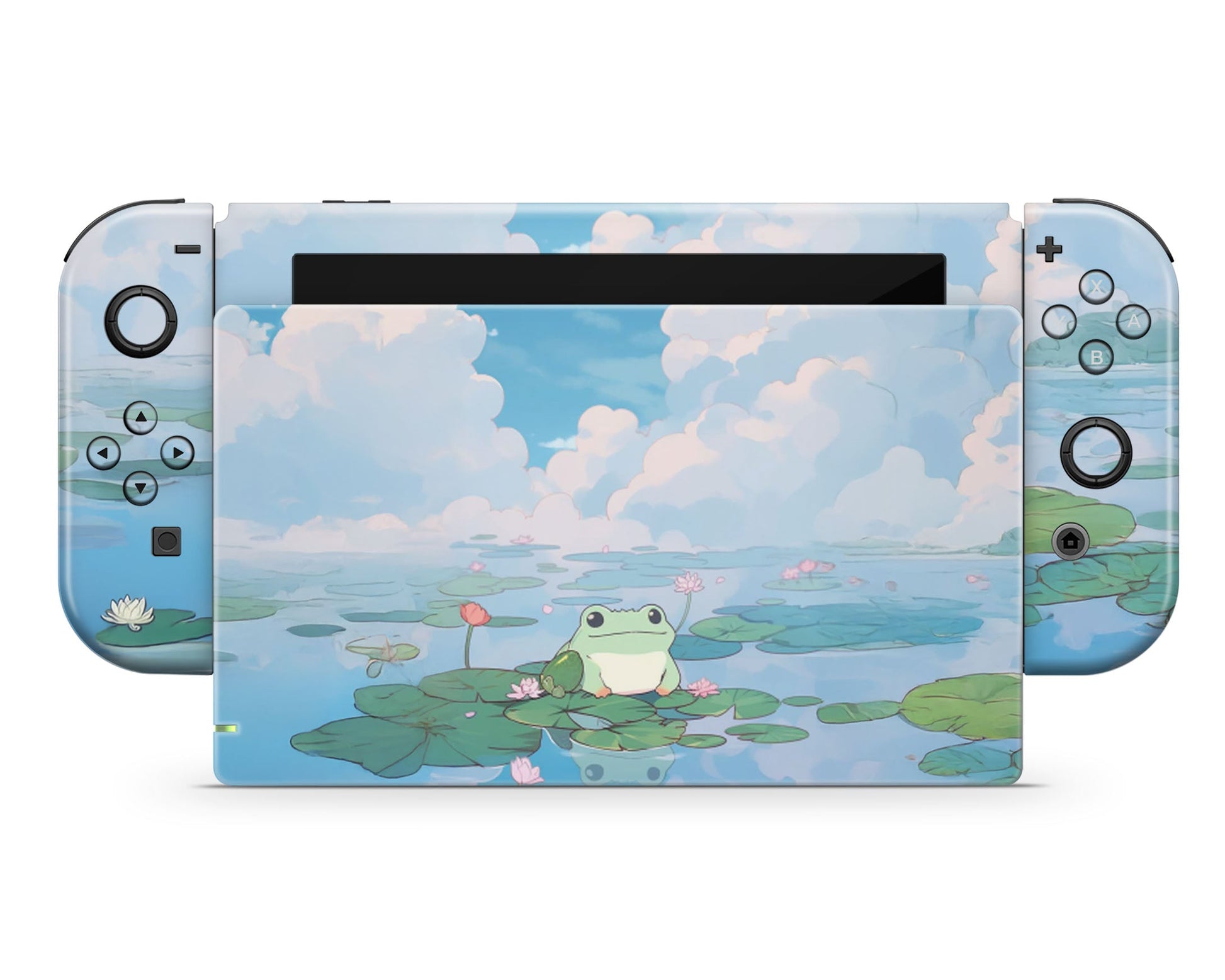 Lux Skins Nintendo Switch Cute Lily Pad Frog Full Set +Tempered Glass Skins - Animal  Skin