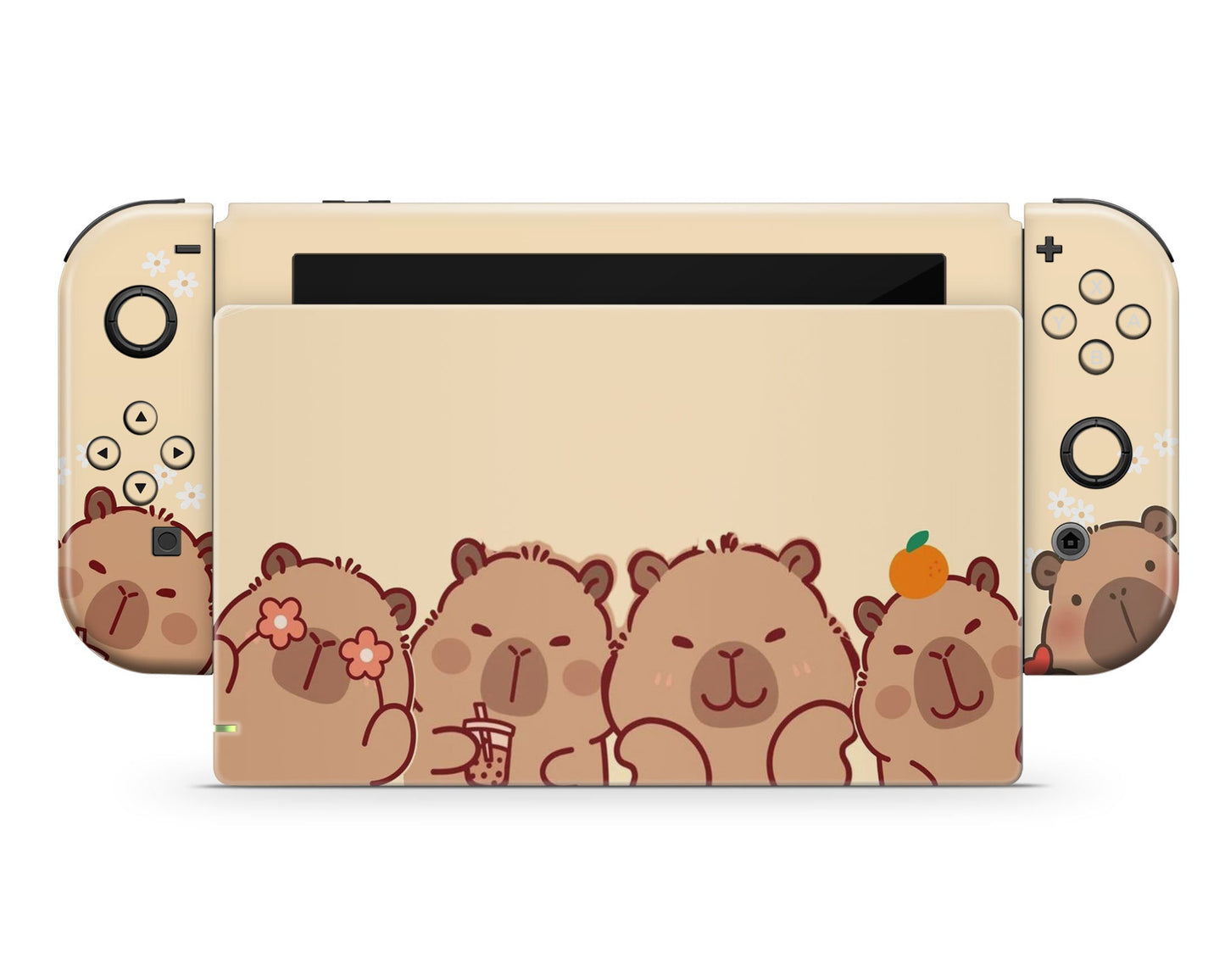 Lux Skins Nintendo Switch Cute Capybara Full Set +Tempered Glass Skins - Animal  Skin