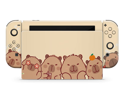 Lux Skins Nintendo Switch Cute Capybara Full Set +Tempered Glass Skins - Animal  Skin