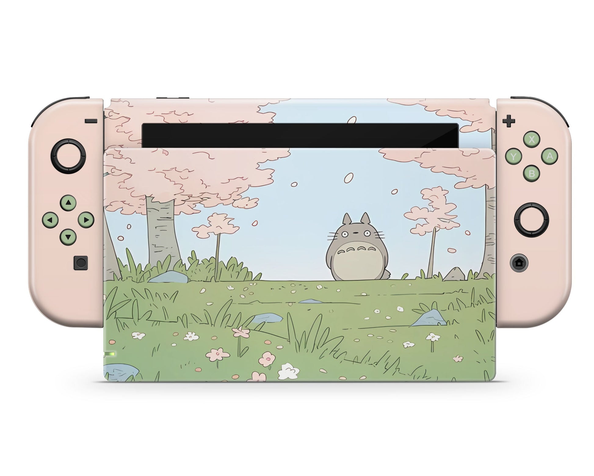 Lux Skins Nintendo Switch Totoro Pretty Pink Fields Full Set +Tempered Glass Skins - Pop culture Totoro Skin