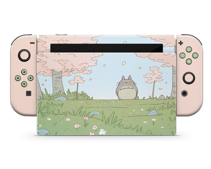 Lux Skins Nintendo Switch Totoro Pretty Pink Fields Full Set +Tempered Glass Skins - Pop culture Totoro Skin