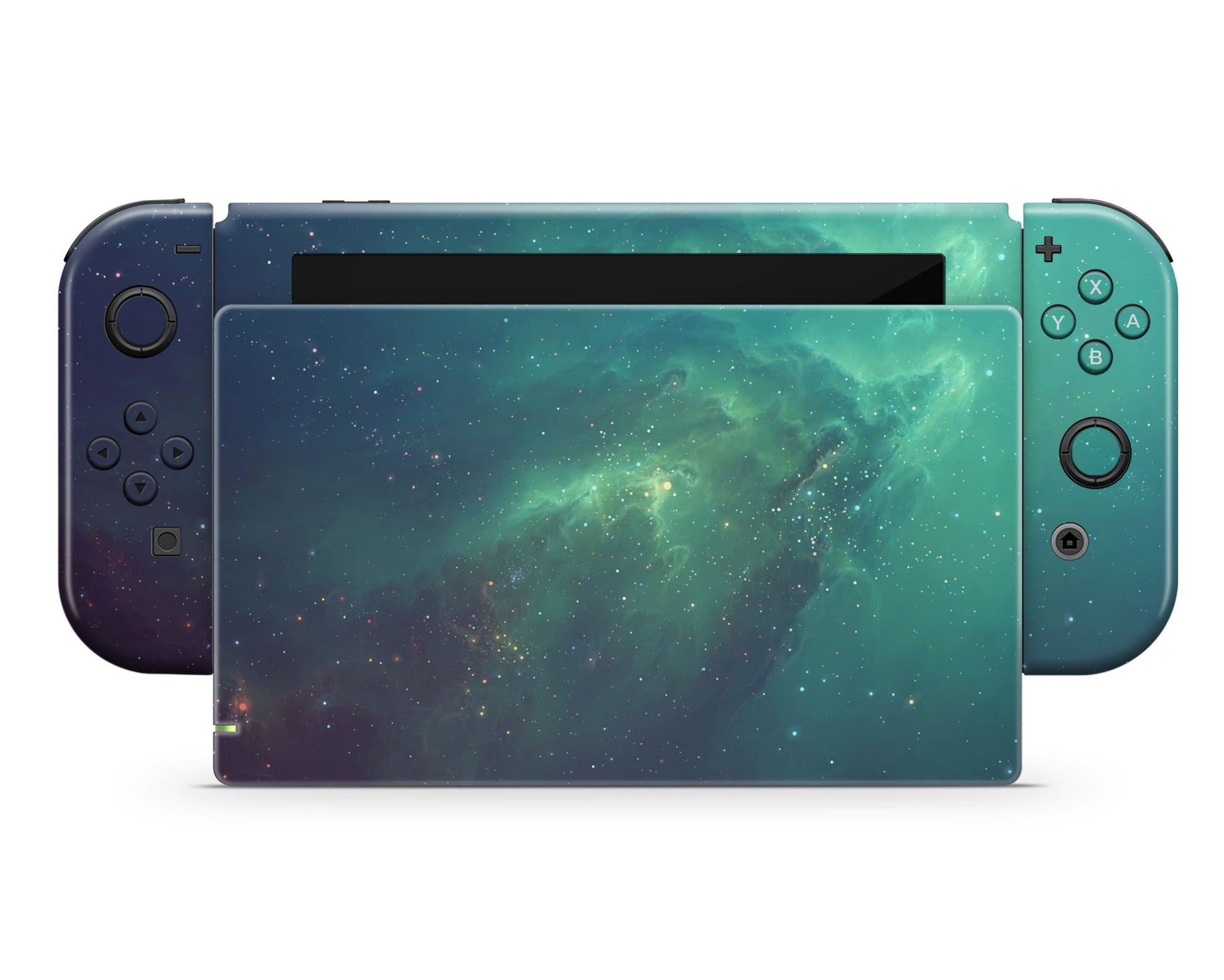 Lux Skins Nintendo Switch Green Stardust Galaxy Full Set +Tempered Glass Skins - Pattern Galaxy Skin