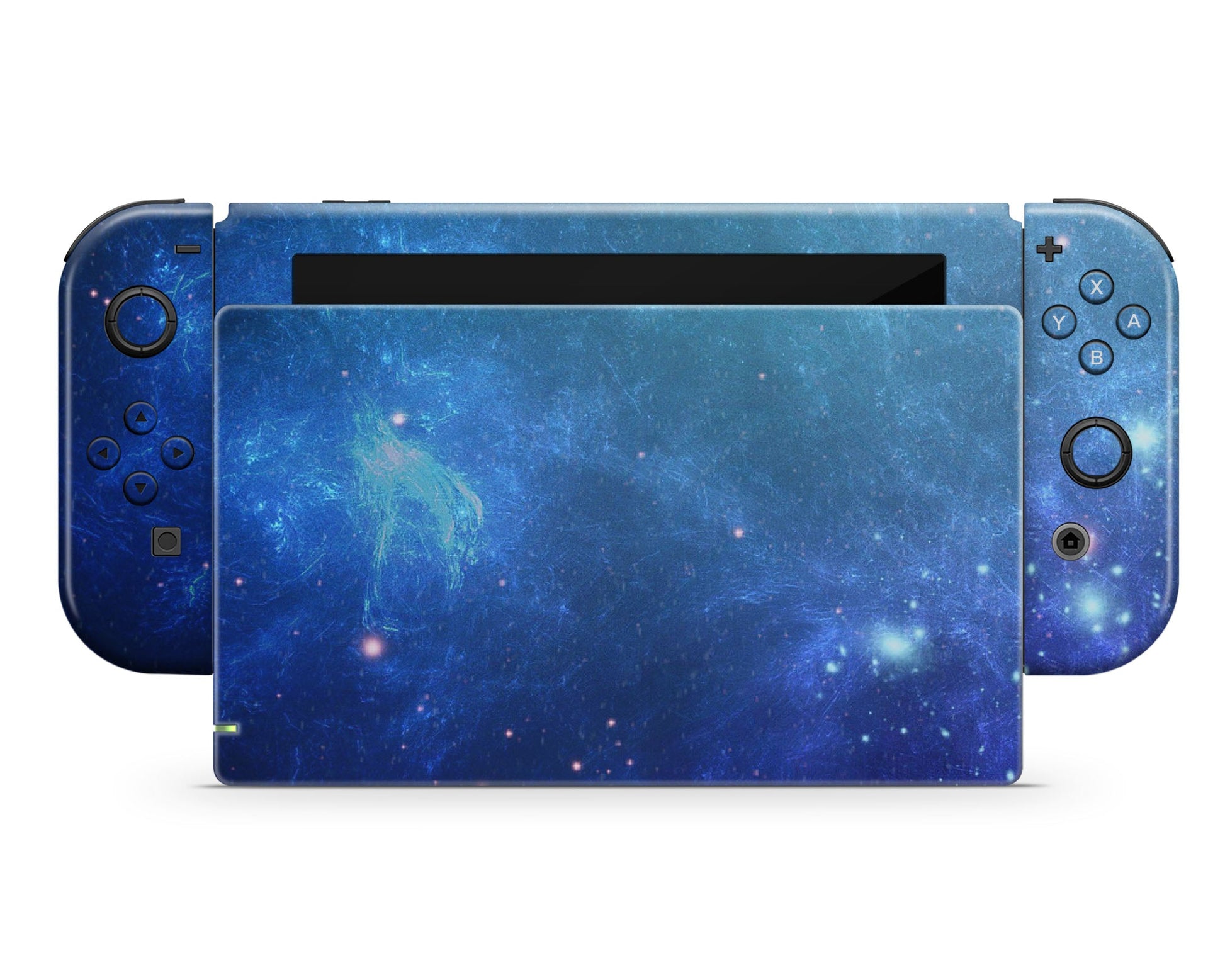 Lux Skins Nintendo Switch Ethereal Blue Stardust Galaxy Full Set +Tempered Glass Skins - Pattern Galaxy Skin