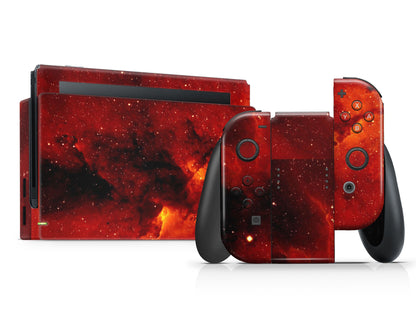 Lux Skins Nintendo Switch Red Stardust Galaxy Full Set Skins - Pattern Galaxy Skin