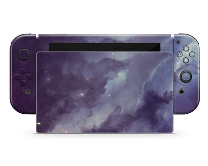 Lux Skins Nintendo Switch Purple Ethereal Galaxy Full Set +Tempered Glass Skins - Pattern Galaxy Skin