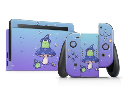 Lux Skins Nintendo Switch Lavender Teal Witch Frog Full Set Skins - Animal Cute Skin