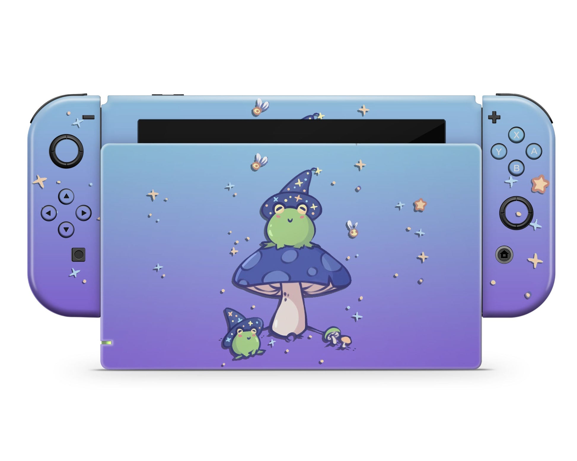 Lux Skins Nintendo Switch Lavender Teal Witch Frog Full Set +Tempered Glass Skins - Animal Cute Skin