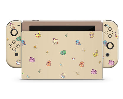 Lux Skins Nintendo Switch Cosy Pokemon Pattern Full Set +Tempered Glass Skins - Pop culture Pokemon Skin