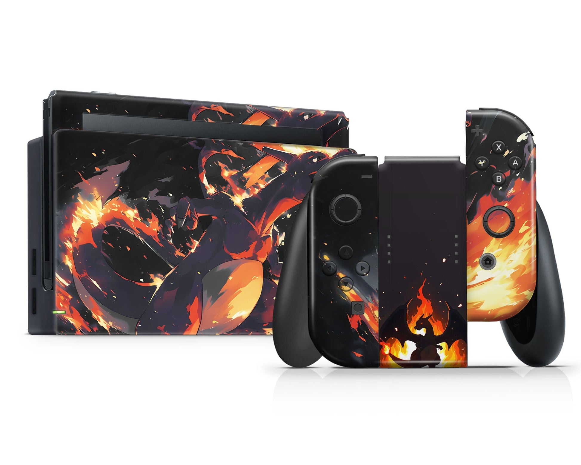 Lux Skins Nintendo Switch Pokemon Charizard Flames Full Set Skins - Pop culture Pokemon Skin