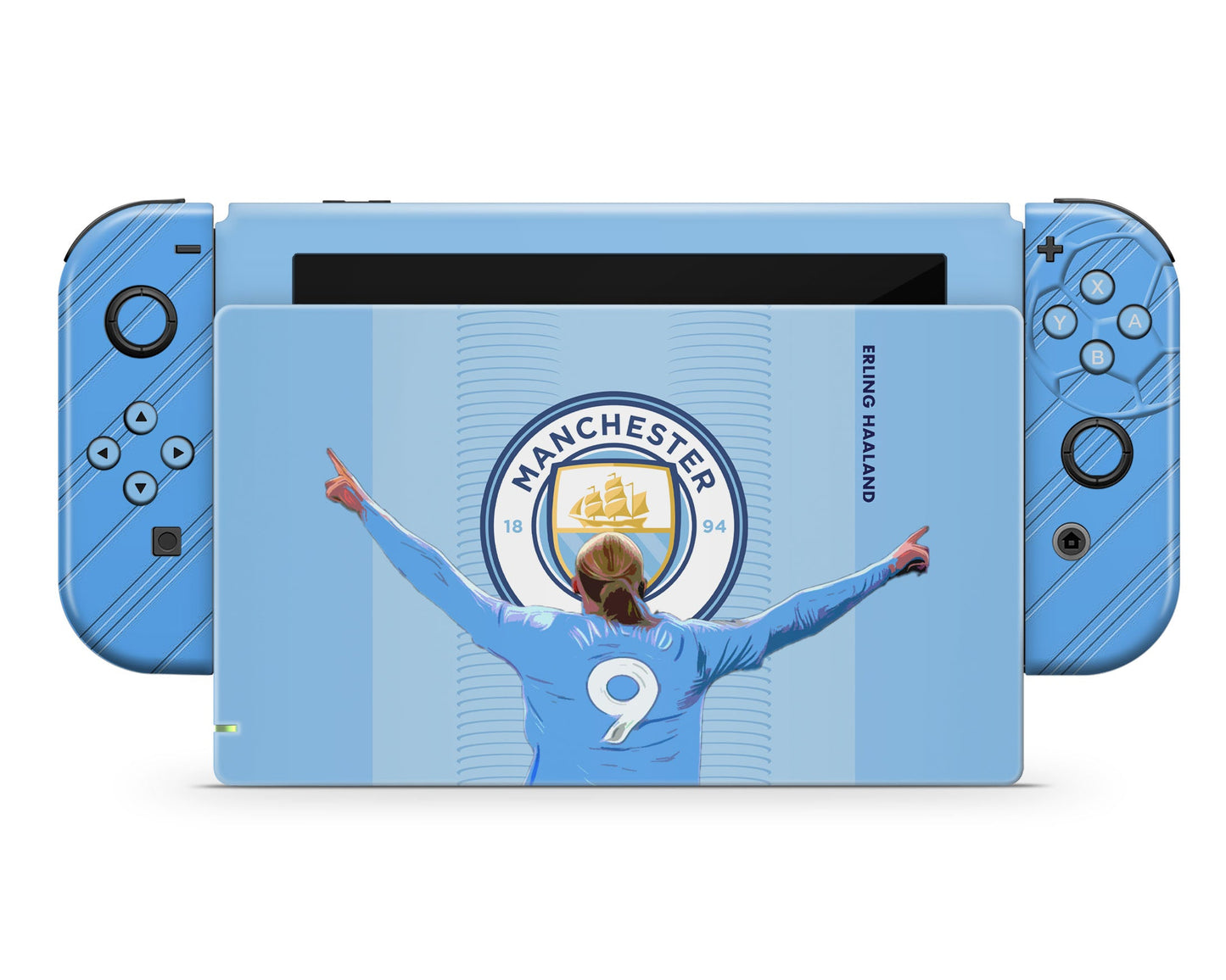 Lux Skins Nintendo Switch Manchester City Haaland Full Set +Tempered Glass Skins - Sports Soccer Skin