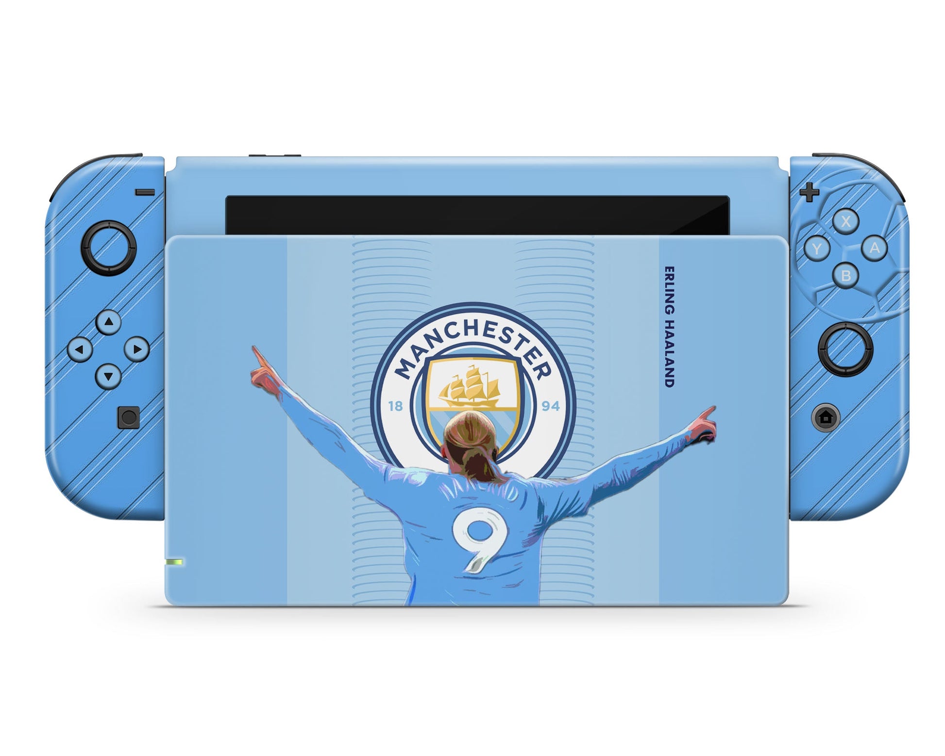 Lux Skins Nintendo Switch Manchester City Haaland Full Set +Tempered Glass Skins - Sports Soccer Skin