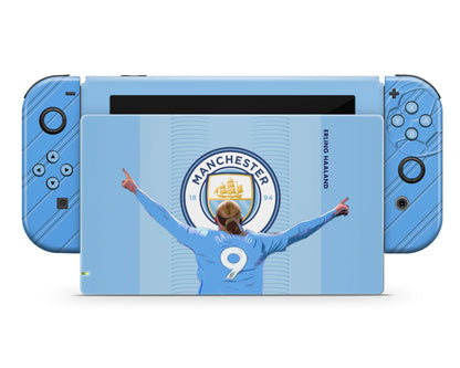 Lux Skins Nintendo Switch Manchester City Haaland Full Set +Tempered Glass Skins - Sports Soccer Skin