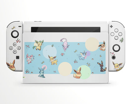 Lux Skins Nintendo Switch Eeveelution Pattern Full Set +Tempered Glass Skins - Pop culture Pika Skin