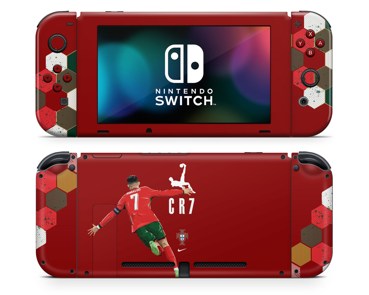 Lux Skins Nintendo Switch Cristiano Ronaldo Joycons Only Skins - Sports Soccer Skin
