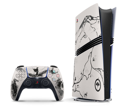 Lux Skins PS5 Pro Ghost of Yotei Black Limited Edition Inspired PS5 Pro Skins - Pop culture Ghost of Yotei Skin