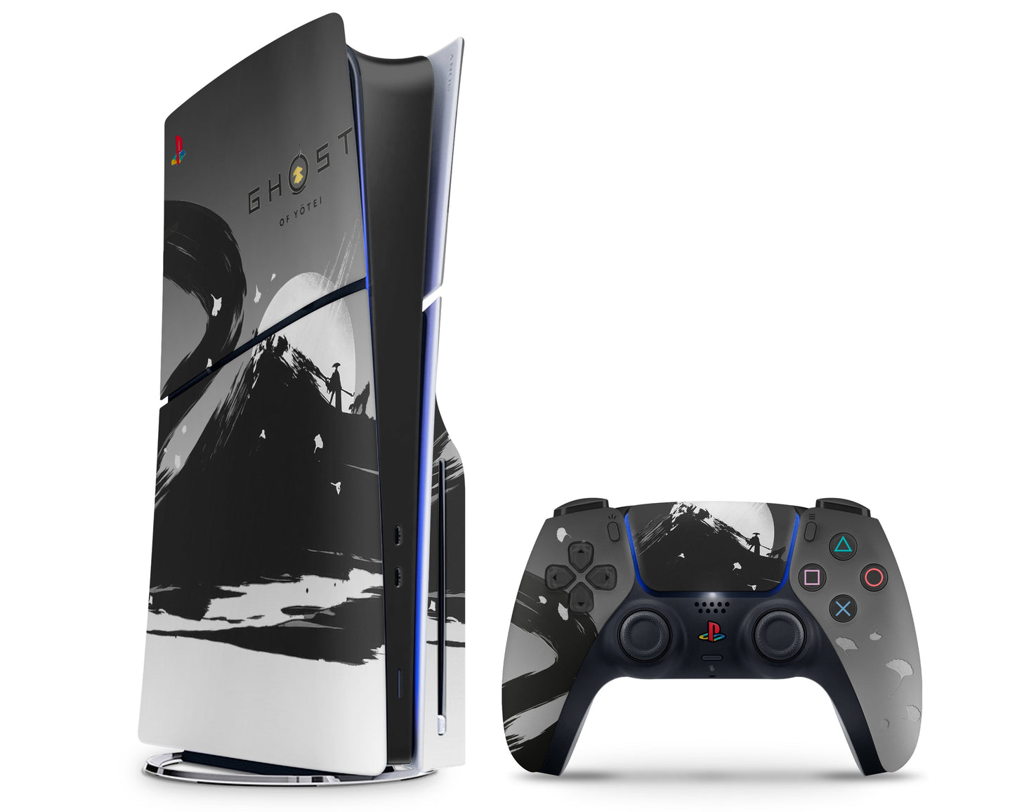 Lux Skins PS5 Slim Black Ghost of Yotei PS5 Slim Skins - Pop culture Ghost of Yotei Skin