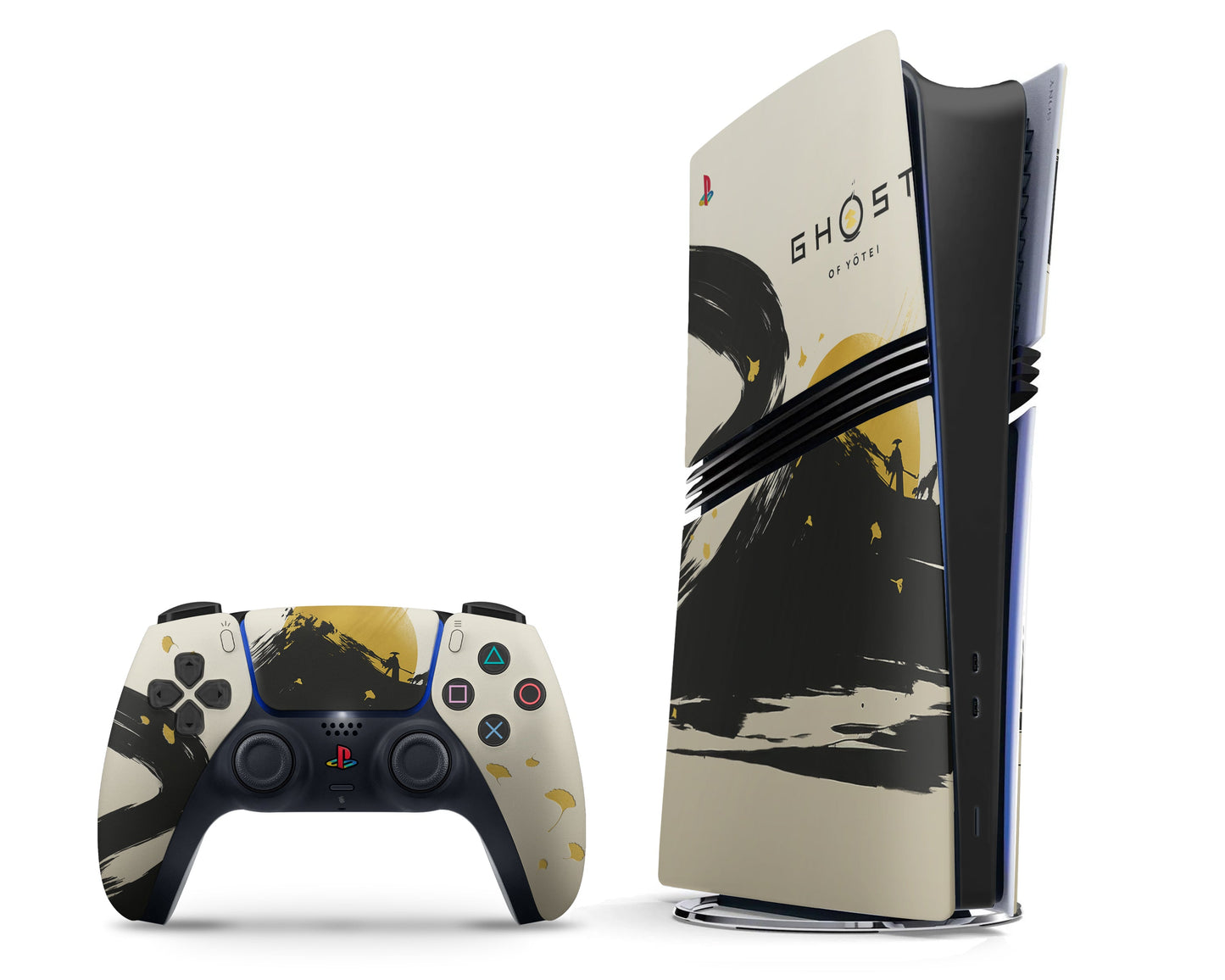 Lux Skins PS5 Pro Gold Ghost of Yotei PS5 Pro Skins - Pop culture Ghost of Yotei Skin