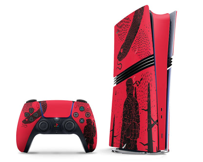 Lux Skins PS5 Pro Metal Gear Red Minimalist PS5 Pro Skins - Pop culture Metal Gear Skin