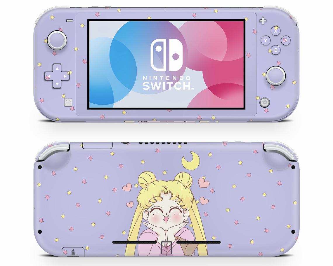 Lux Skins Nintendo Switch Lite Sailor Moon Kawaii Hearts Lavender Full Set Skins - Pop culture Sailor Moon Skin