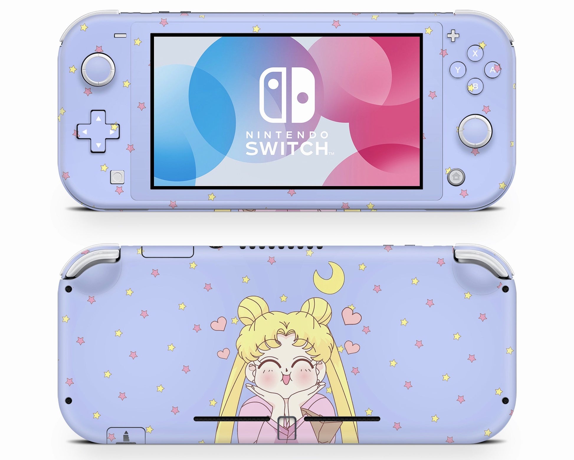 Lux Skins Nintendo Switch Lite Sailor Moon Kawaii Hearts Blue Full Set Skins - Pop culture Sailor Moon Skin