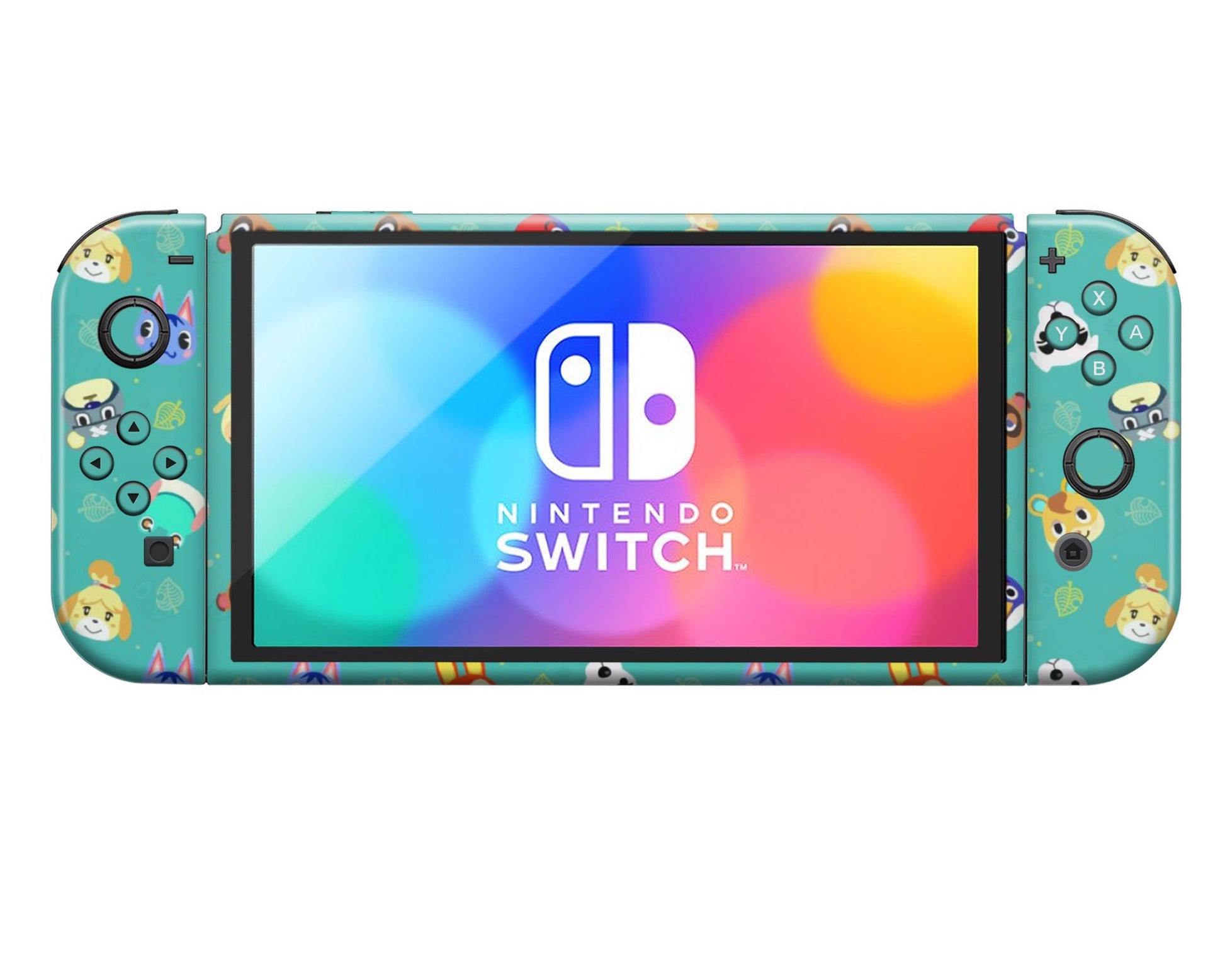 Lux Skins Nintendo Switch OLED Teal Animal Crossing Campers Full Set Skins - Pop culture Animal Crossing Skin